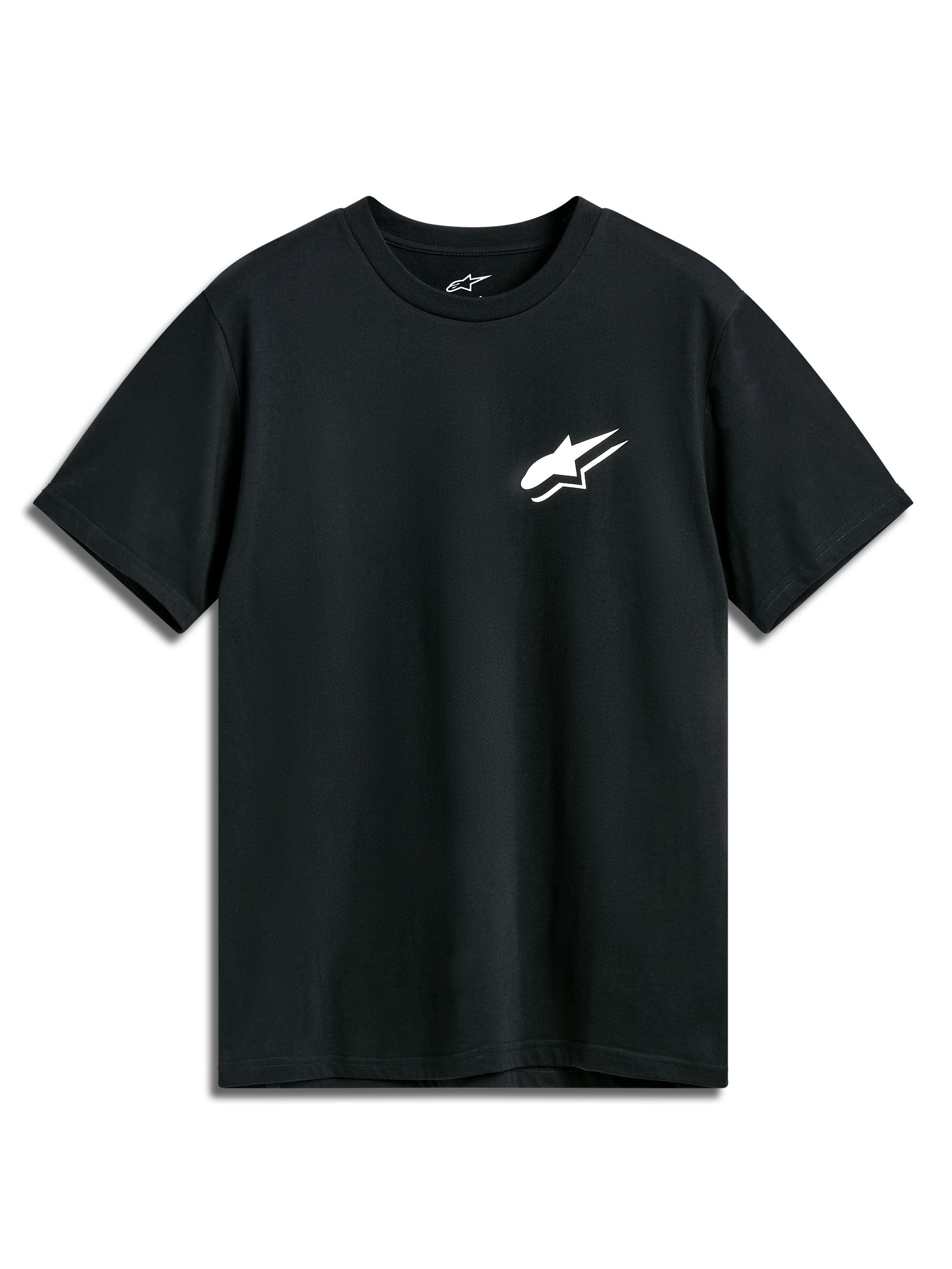 Alpinestars Formulate CSF Tee, kortärmad t-shirt, svart, vit Astars-logotyp på bröstet, vardagliga motorsportkläder