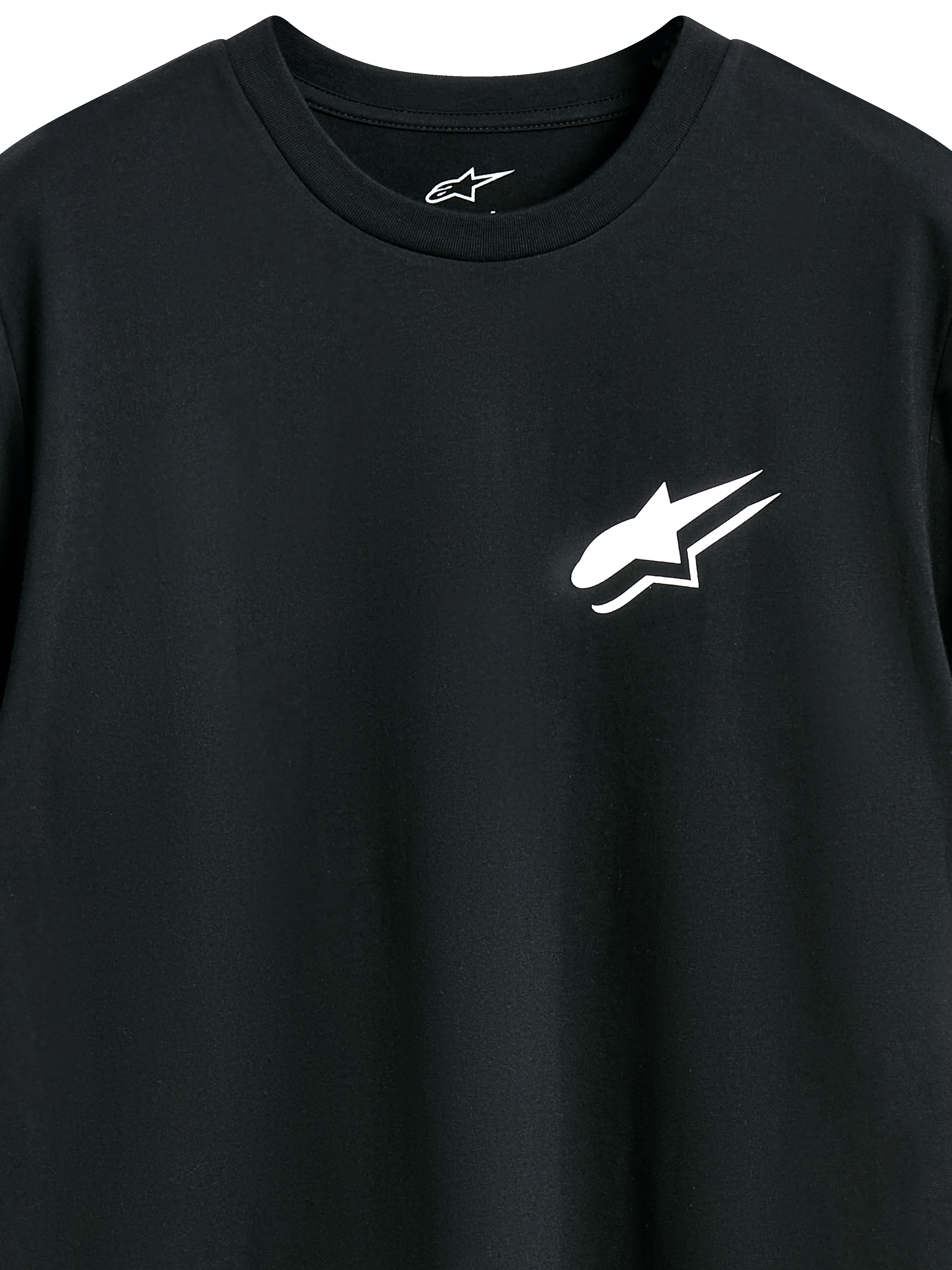 Alpinestars Formulate CSF Tee, kortärmad t-shirt, svart, vit Astars-logotyp på bröstet, casual motorsport streetwear