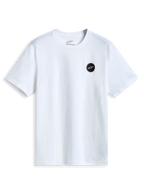 Alpinestars Dot Carbon CSF t-shirt, vit kortärmad t-shirt med rund hals och en rund Astars bröstlogotyp i kolfiberutseende