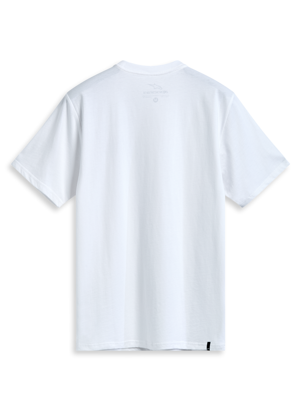 Alpinestars Dot Carbon CSF T-shirt, vit kortärmad t-shirt, baksida med tryck i nacken och extern märkning