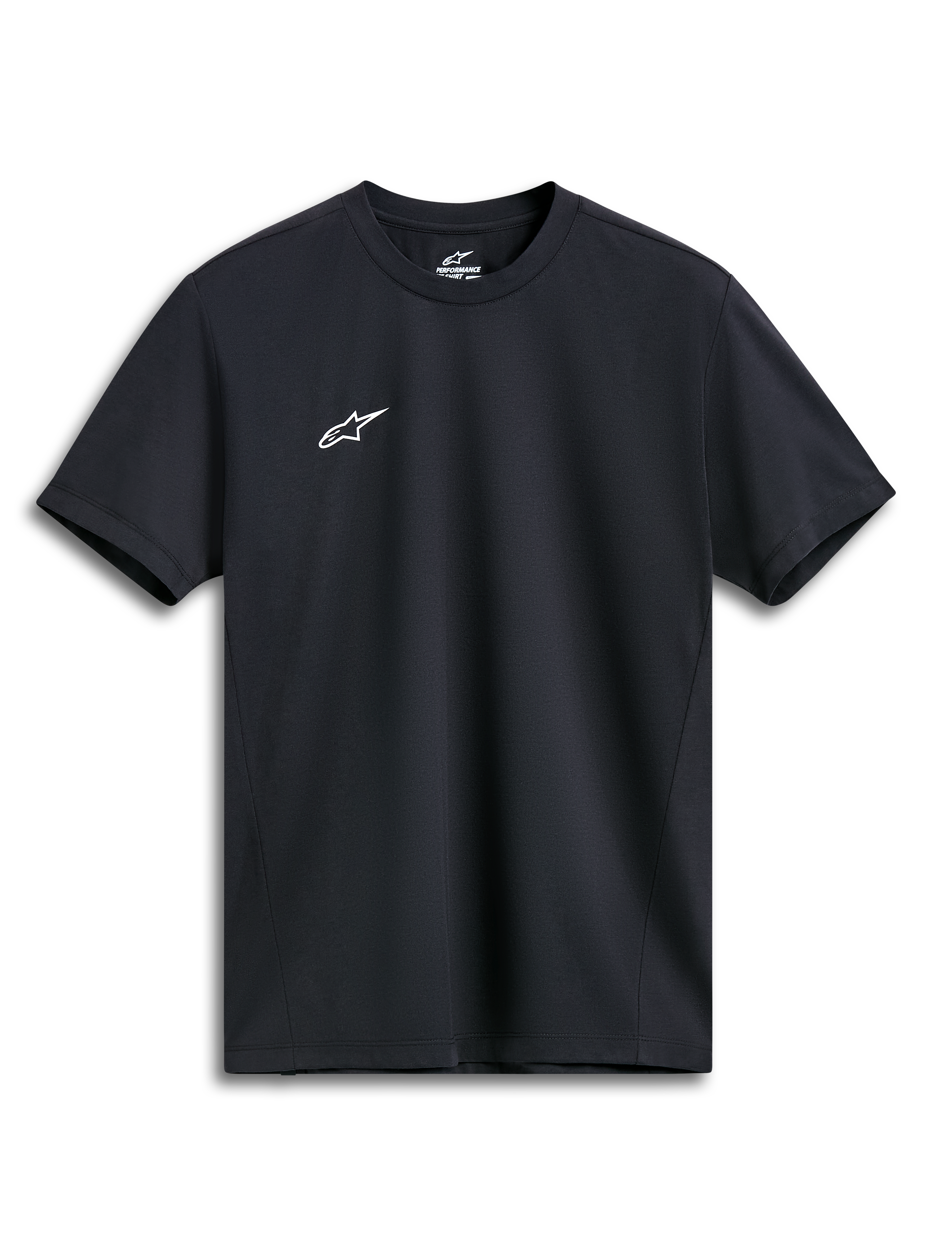 Alpinestars Point Performance Tee, kortärmad T-shirt, svart, liten vit Astars-logotyp på bröstet, funktionskläder