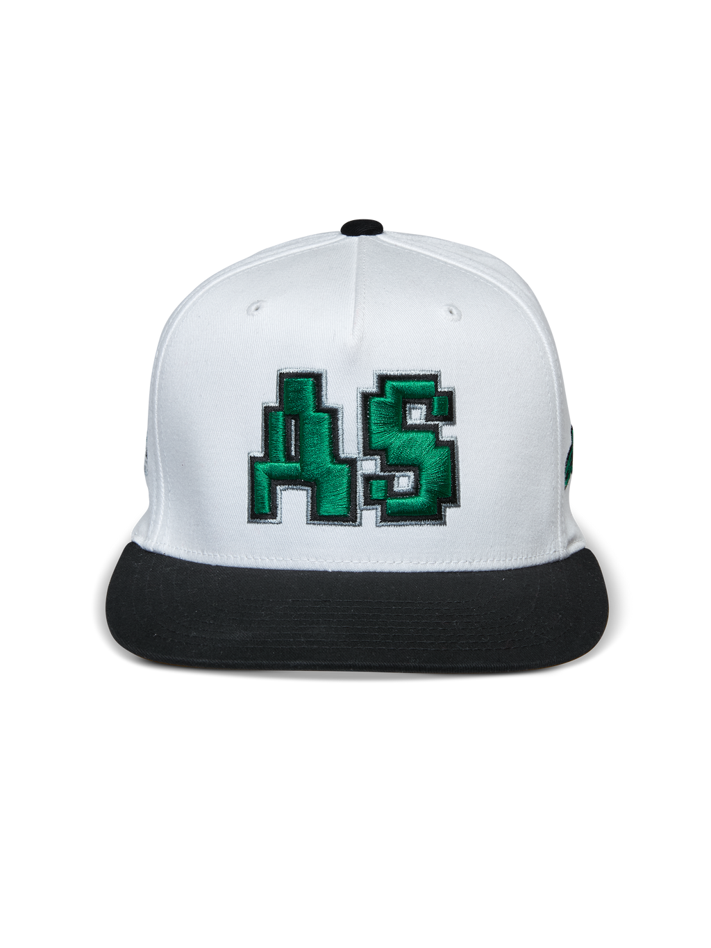 Alpinestars Franchise Keps, keps med platt skärm, vit och svart, grön 3D-broderad AS-logotyp fram, strukturerad krona med svart platt skärm, vardaglig motorsportinspirerad huvudbonad