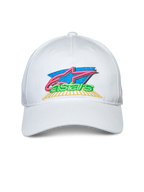 Alpinestars Vivid keps, vit snapback-keps med böjd skärm, färgglad 3D- och platt broderad logotyp framtill, avslappnade sportkläder
