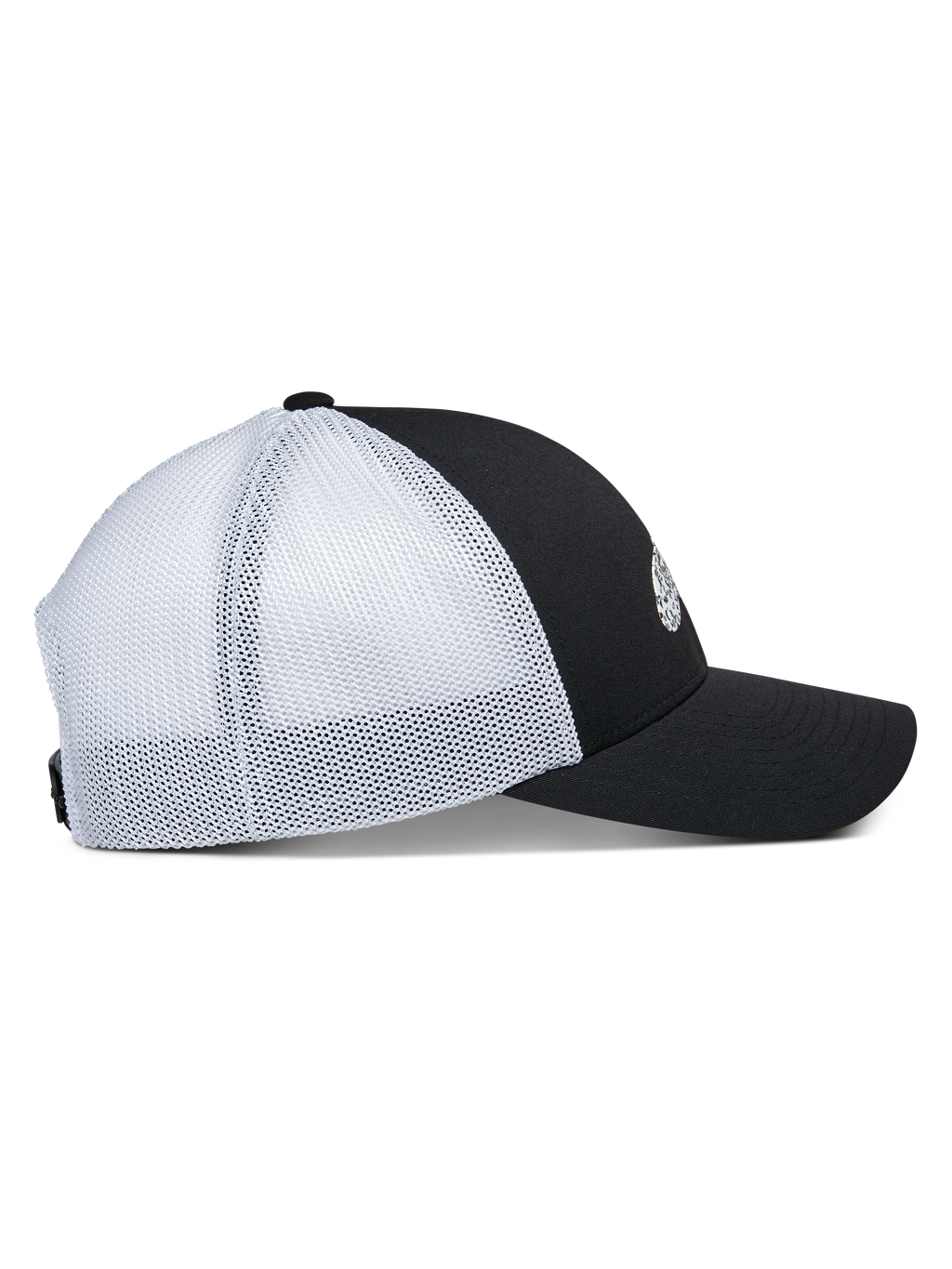 Alpinestars Terolithic Trucker Hat, profilvy, svart frontpanel med böjd skärm, vita meshpaneler baktill, strukturerad låg krona, klassisk keps i trucker-modell