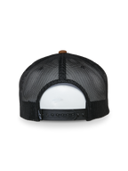 Alpinestars Mackinic Trucker keps, vy bakifrån, svarta nätpaneler med brun toppknapp, justerbar snapback-knäppning, avslappnad sportaccessoar