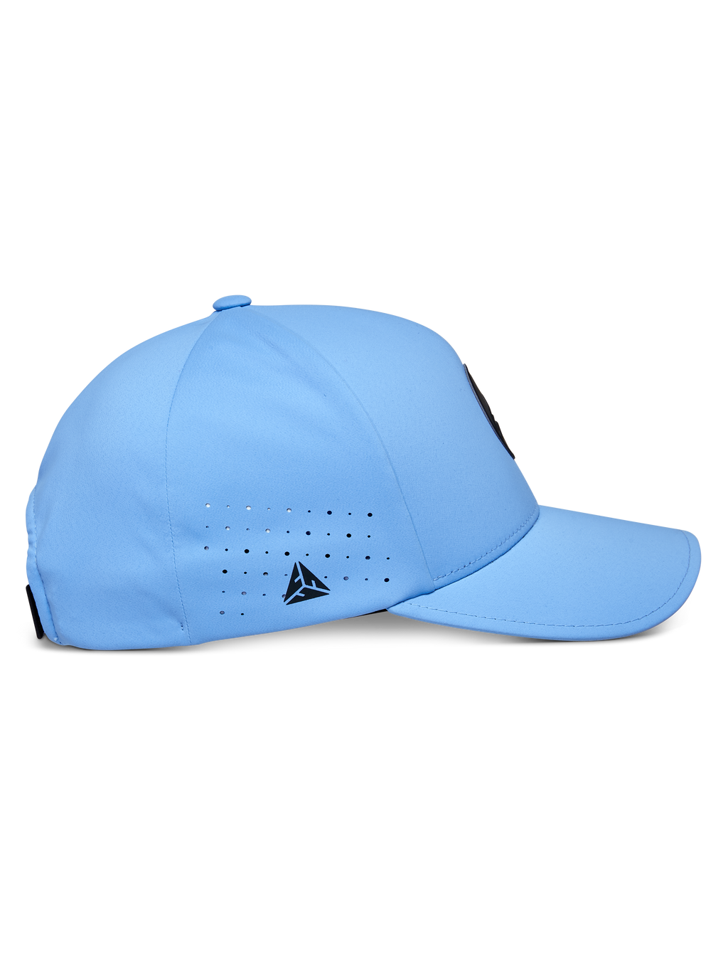 Alpinestars Apex Keps, blå, teknisk baseballkeps, sidoprofil med böjd skärm och strukturerad krona, laserskurna ventilationshål med en liten svart triangelformad logotyp, modernt fuktavledande material