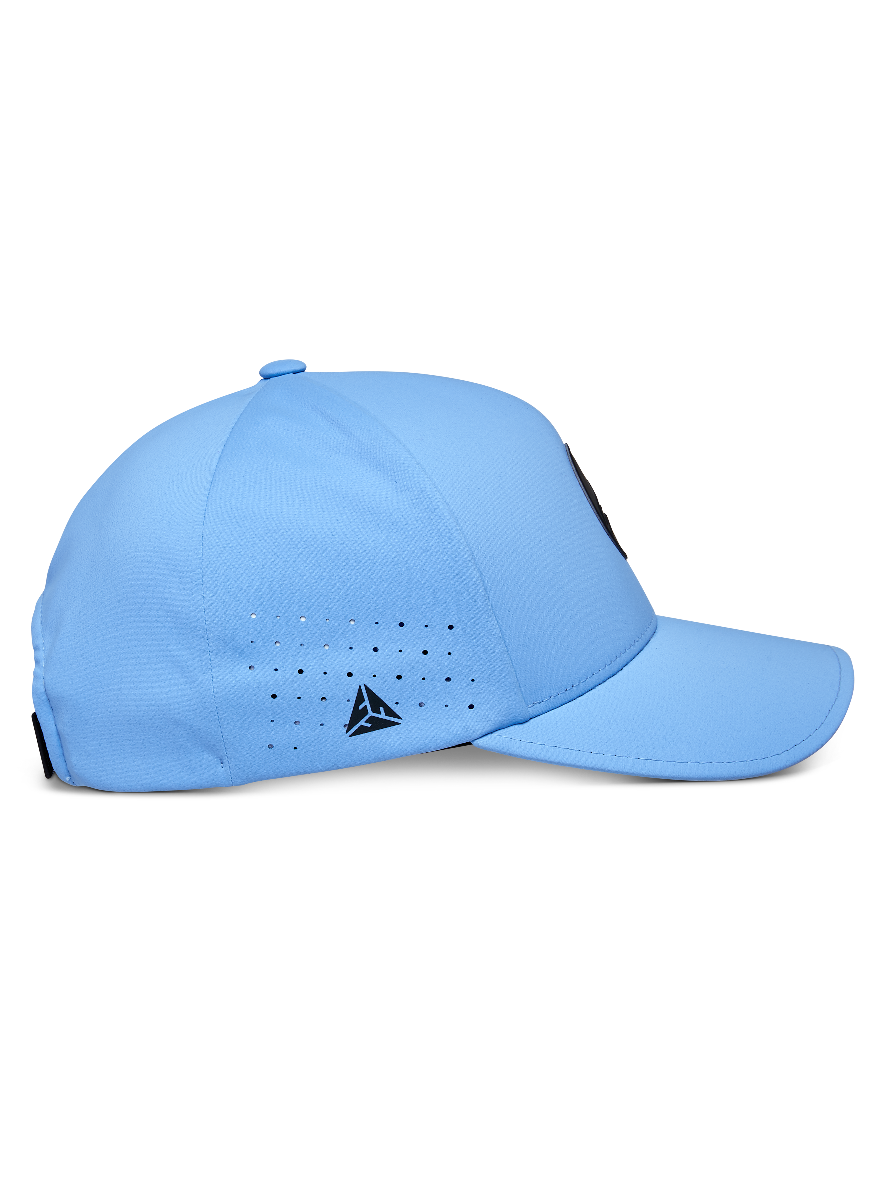 Alpinestars Apex Keps, blå, teknisk baseballkeps, sidoprofil med böjd skärm och strukturerad krona, laserskurna ventilationshål med en liten svart triangelformad logotyp, modernt fuktavledande material
