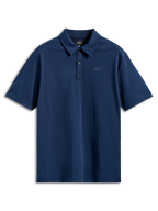 Alpinestars Impetus Sport Polo, kortärmad pikétröja, marinblå, mock mesh-tyg med knappslå med tre knappar och liten grå Astars-logotyp på bröstet, vardagliga motorsport-sportkläder