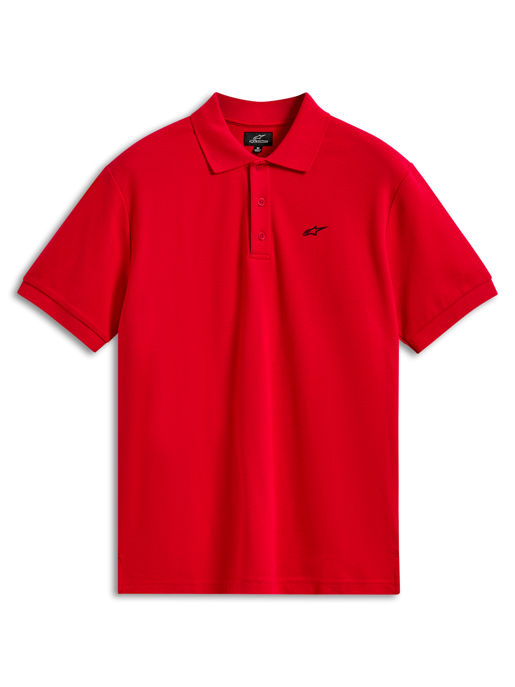 Alpinestars Endeavor Classic Polo, kortärmad pikétröja, röd, liten svart Astars-logotyp på bröstet, knäppning med tre knappar, vardagliga sportkläder