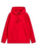 Alpinestars Emergent Oversized Hoodie, röd, pullover-huvtröja med ton-i-ton 3D-broderad Astars-logotyp, känguruficka, avslappnat motorsport-streetwear