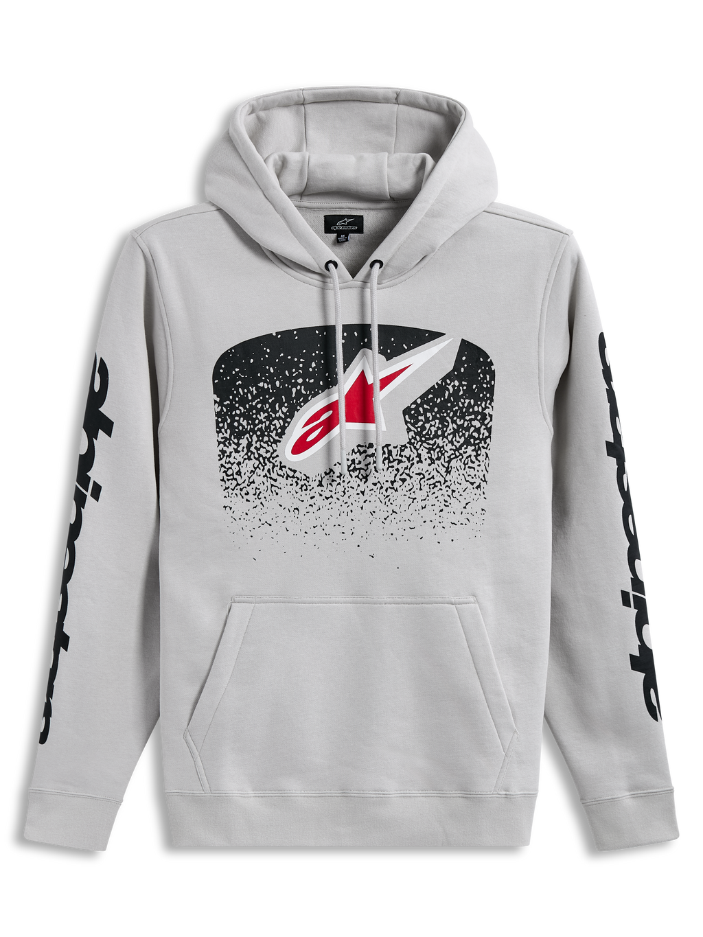 Alpinestars Obsessed Hoodie, Sportswear Pullover in Cement gray, with MX gradation front logo and black sleeve graphics.