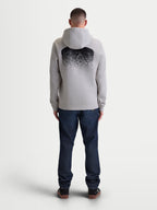 Alpinestars Obsessed Hoodie, Men's Sportswear Pullover Fleece in Cement Gray and Black, back view featuring a large MX-inspired gradient graphic, casual motorsport-driven lifestyle apparel with hood and ribbed trims.