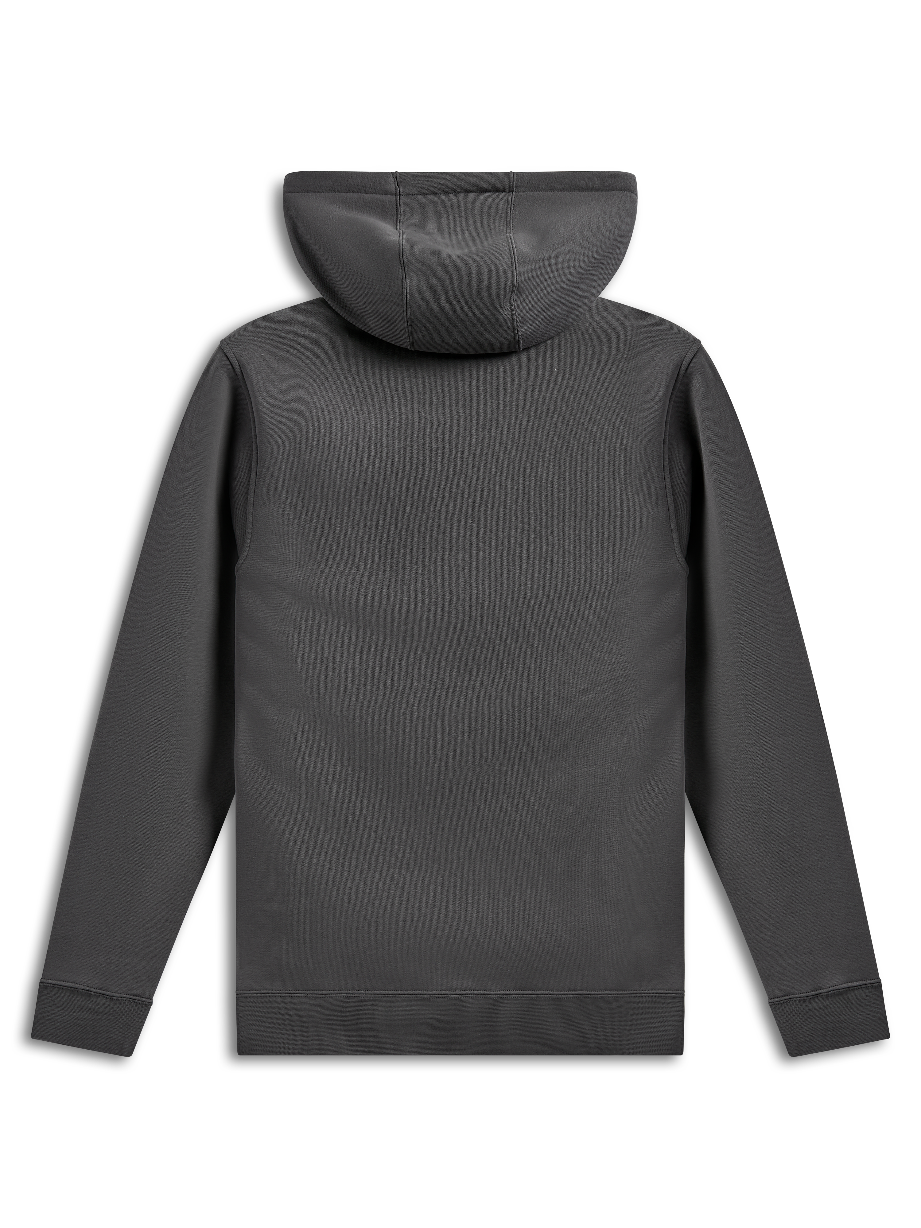 Alpinestars Ellipsoid Hoodie, huvtröja i fleece, Gunmetal-grå, vy bakifrån som visar enfärgad kropp och ärmar, ribbade muddar och fåll, avslappnad motorsport-inspirerad streetwear