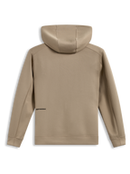 Alpinestars Cypher Hoodie, technical sportswear, Putty Beige, tri-blend fleece, back view with high neck hood and subtle logo.