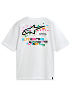 Alpinestars Wild Oversized CSF t-shirt, vit kortärmad t-shirt med livfull flerfärgad logotyp och grafik på baksidan, bekväm streetwear