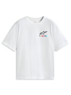Alpinestars Wild Oversized CSF T-shirt, vit kortärmad t-shirt med livfull flerfärgad logotyp på bröstet och ledig oversized passform