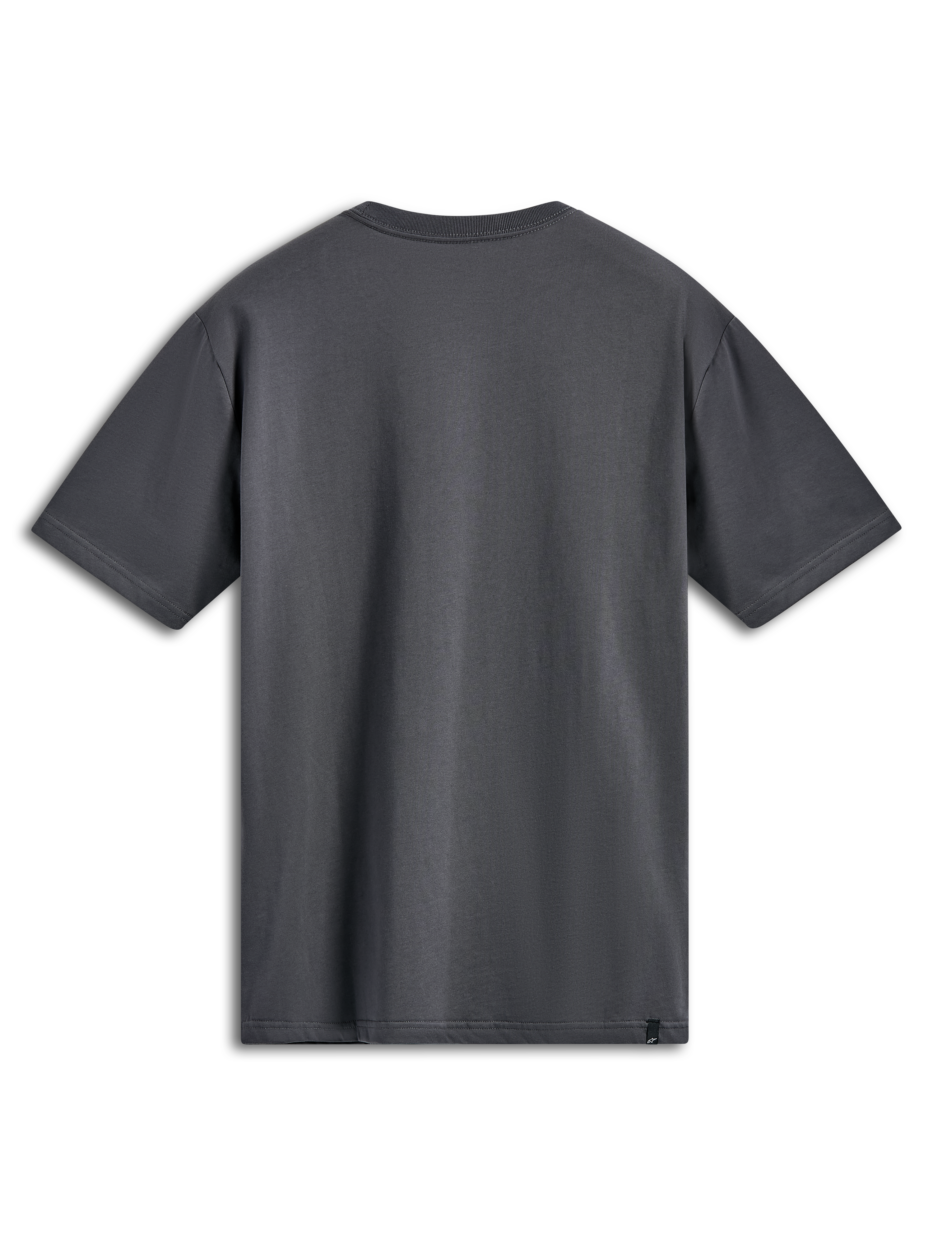 Alpinestars Ellipsoid CSF Tee, kortärmad t-shirt, koksgrå, baksida, enfärgad design med en liten svart logotypetikett i nederkanten, vardagliga sportkläder