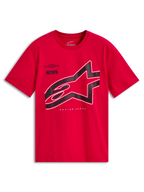 Alpinestars Authority CSF Tee, kortärmad t-shirt, röd, stor svart beskuren Astars-logotyp med vit kontur, avslappnade sportkläder