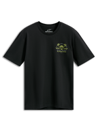 Alpinestars Order CSF Tee, kortärmad t-shirt, svart, gul och grön grafik på bröstet med hjälm och palmträd, texten ”One Goal One Vision”, vardaglig motorsport-streetwear