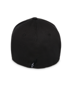Alpinestars Instinct keps, svart, vy bakifrån som visar strukturerad krona och flex-back-design, med en liten svart etikett med vit Astars-logotyp, slitstarkt twilltyg, vardaglig motorsport-inspirerad huvudbonad