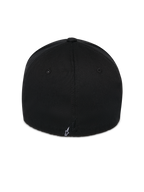 Alpinestars Corp Shift Relay keps, svart, vy bakifrån som visar en liten vit broderad Astars-logotyp, strukturerad krona i twilltyg, flex back-design för sportigt vardagsbruk