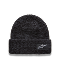 Alpinestars Unload Rib Cuff Beanie, charcoal melange gray knit sportswear hat featuring a white Astar logo patch.