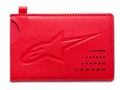 Alpinestars Ageless kreditkortshållare, röd, klassisk korthållare i delat läder, präglad Astars-logotyp, böjd skåra, perforerad hörndetalj, slimmat minimalistiskt tillbehör