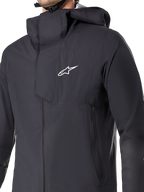 Alpinestars A-Dura Elite vattentät jacka, MTB-cykeljacka, svart, med ett 3-lagers vattentätt membran, huva som går över hjälmen, fickor med dragkedja och teknisk ripstop-textur för terrängcykling