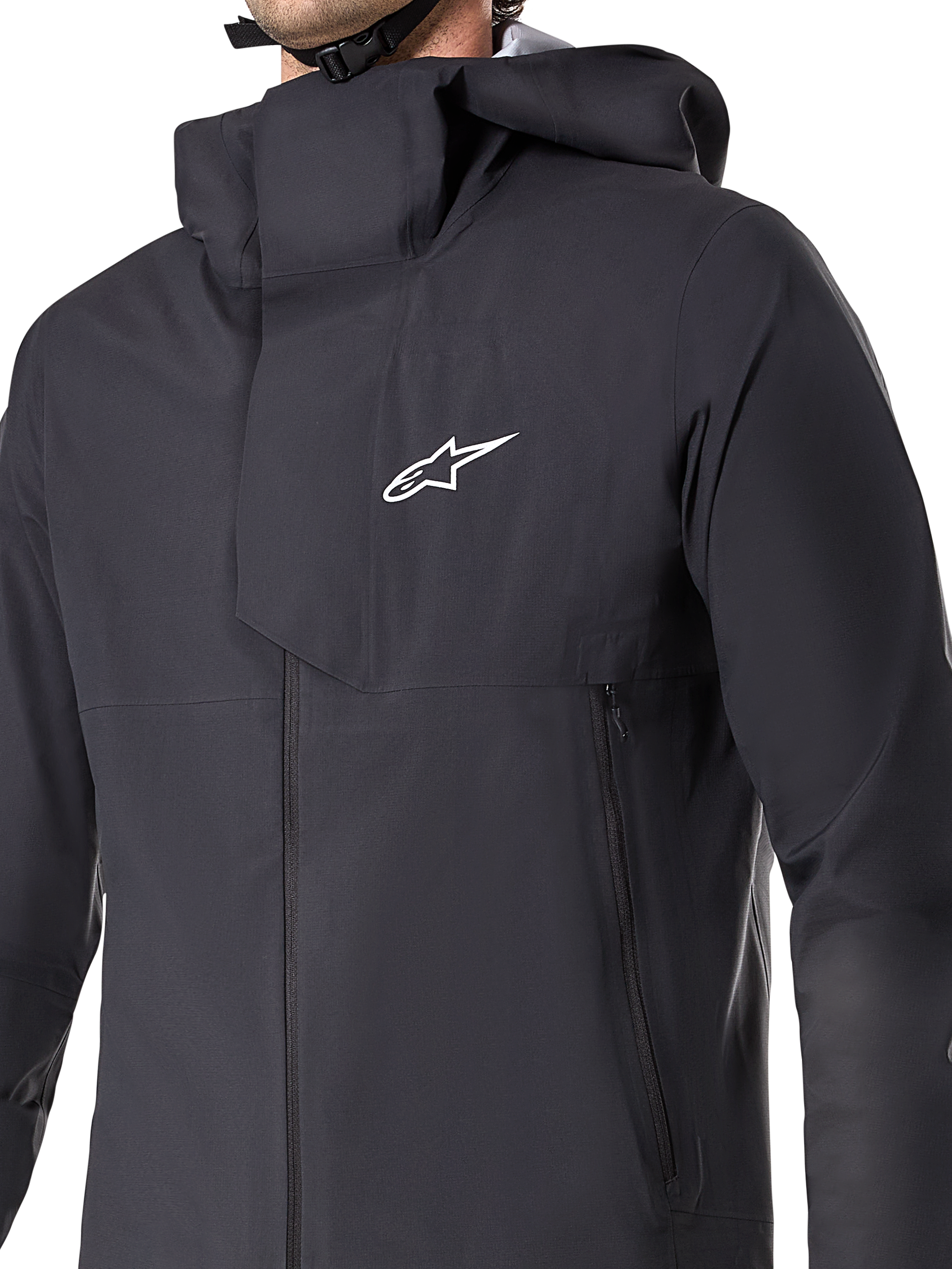 Alpinestars A-Dura Elite vattentät jacka, MTB-cykeljacka, svart, med ett 3-lagers vattentätt membran, huva som går över hjälmen, fickor med dragkedja och teknisk ripstop-textur för terrängcykling