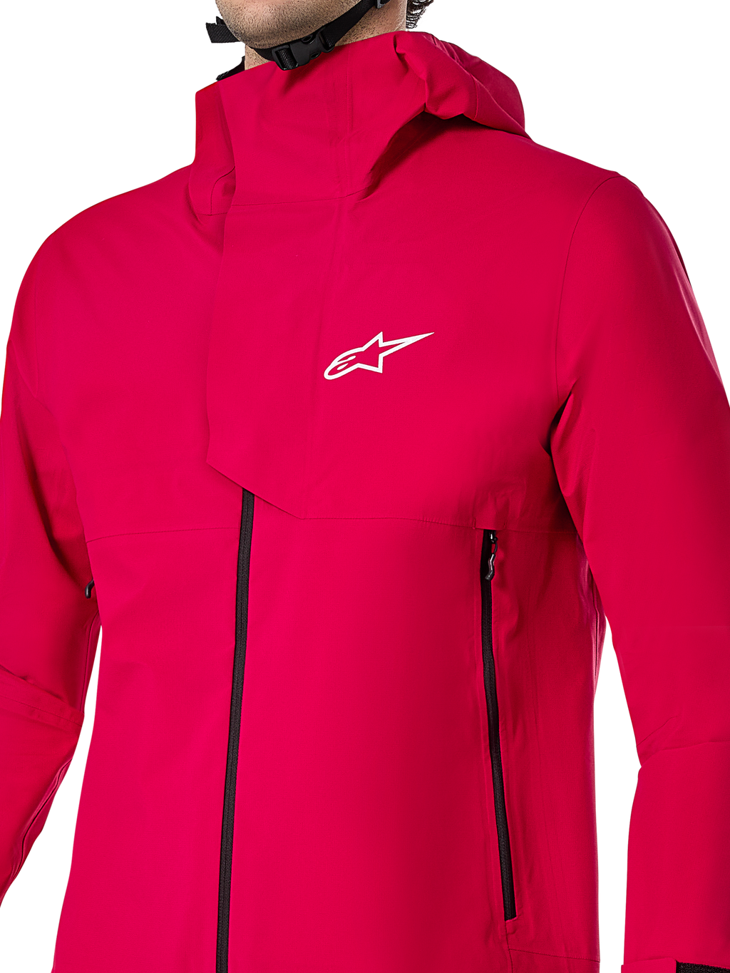 Alpinestars A-Dura Elite Waterproof Jacket, MTB-regnjacka, röd fluo, teknisk 3-lagers ripstop-konstruktion med huva som går över hjälmen och främre skyddsflik, högpresterande cykelutrustning för stigcykling i alla väder
