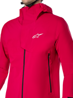 Alpinestars A-Dura Elite Waterproof Jacket, MTB-regnjacka, röd fluo, teknisk 3-lagers ripstop-konstruktion med huva som går över hjälmen och främre skyddsflik, högpresterande cykelutrustning för stigcykling i alla väder