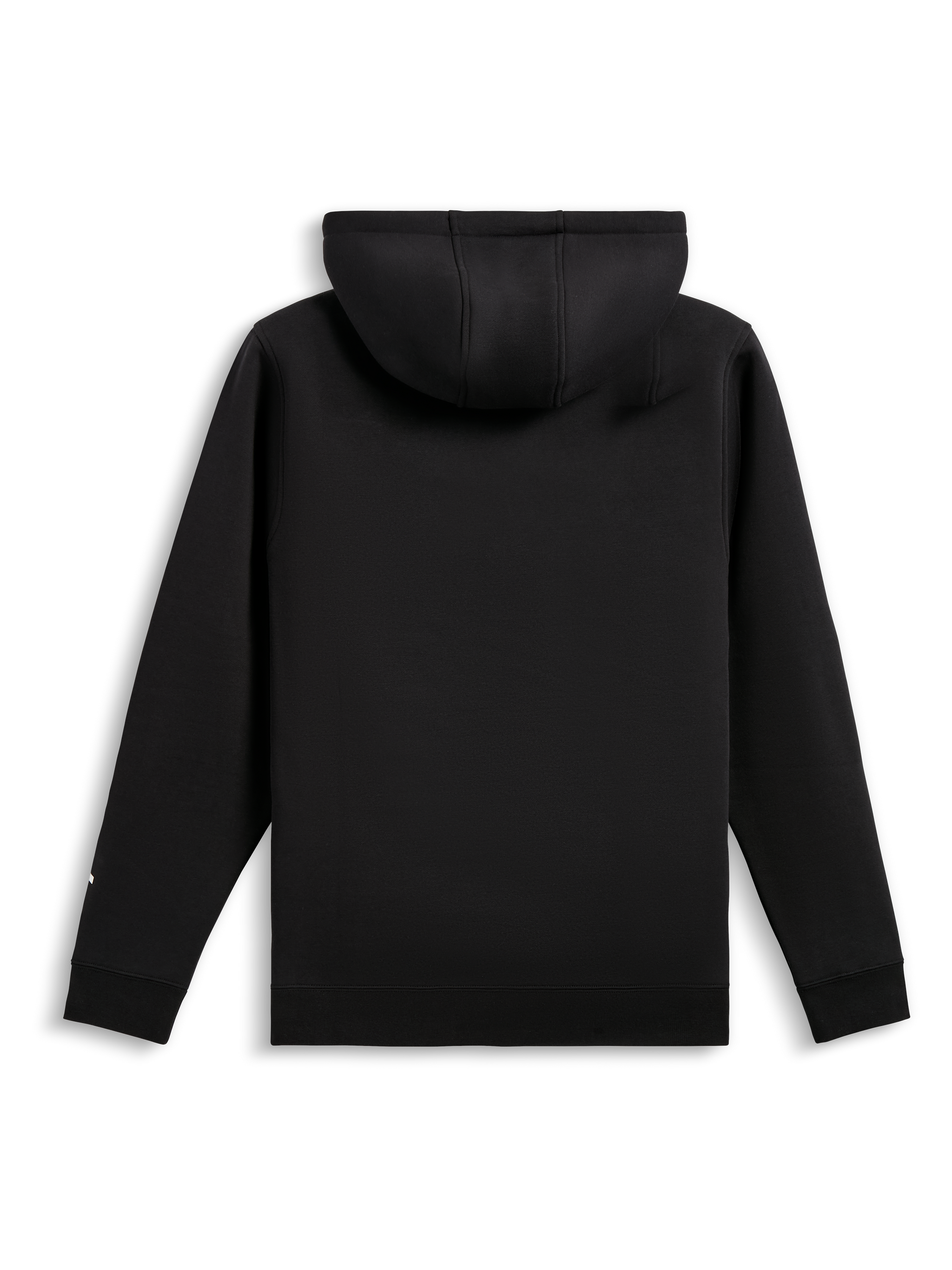 Alpinestars Harken Hoodie, Pullover Fleece Hoodie, Black, Back View, featuring ribbed cuffs and hem, casual motorsport-inspired streetwear