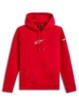 Alpinestars Frontal Hoodie, Pullover Fleece Hoodie, Red, white Alpinestars Astar logo on the chest and wordmark on the sleeve, front kangaroo pocket, casual motorsport-inspired streetwear
