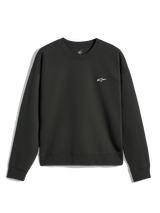 Alpinestars Essentials Ageless Crew, Crewneck Sweatshirt, Off Black, small white A-star logo on chest, ribbed collar, cuffs, and hem, casual premium fleece streetwear