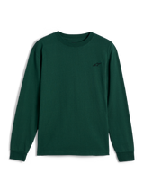 Alpinestars Essentials Ageless LS Tee, långärmad t-shirt, tallgrön, liten svart broderad logotyp på vänster bröst, avslappnad motorsport-streetwear