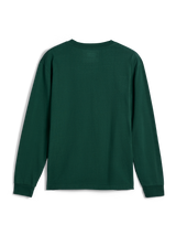 Alpinestars Essentials Ageless LS Tee, långärmad t-shirt, Pine Green, vy bakifrån, enfärgad grön med ribbad rund halsringning och muddar, avslappnad modern passform, vardaglig streetwear