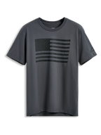 Alpinestars Waving CSF Tee, kortärmad t-shirt, mörkgrå, svart grafiskt tryck av en vajande flagga på framsidan, avslappnad motorsport-streetwear