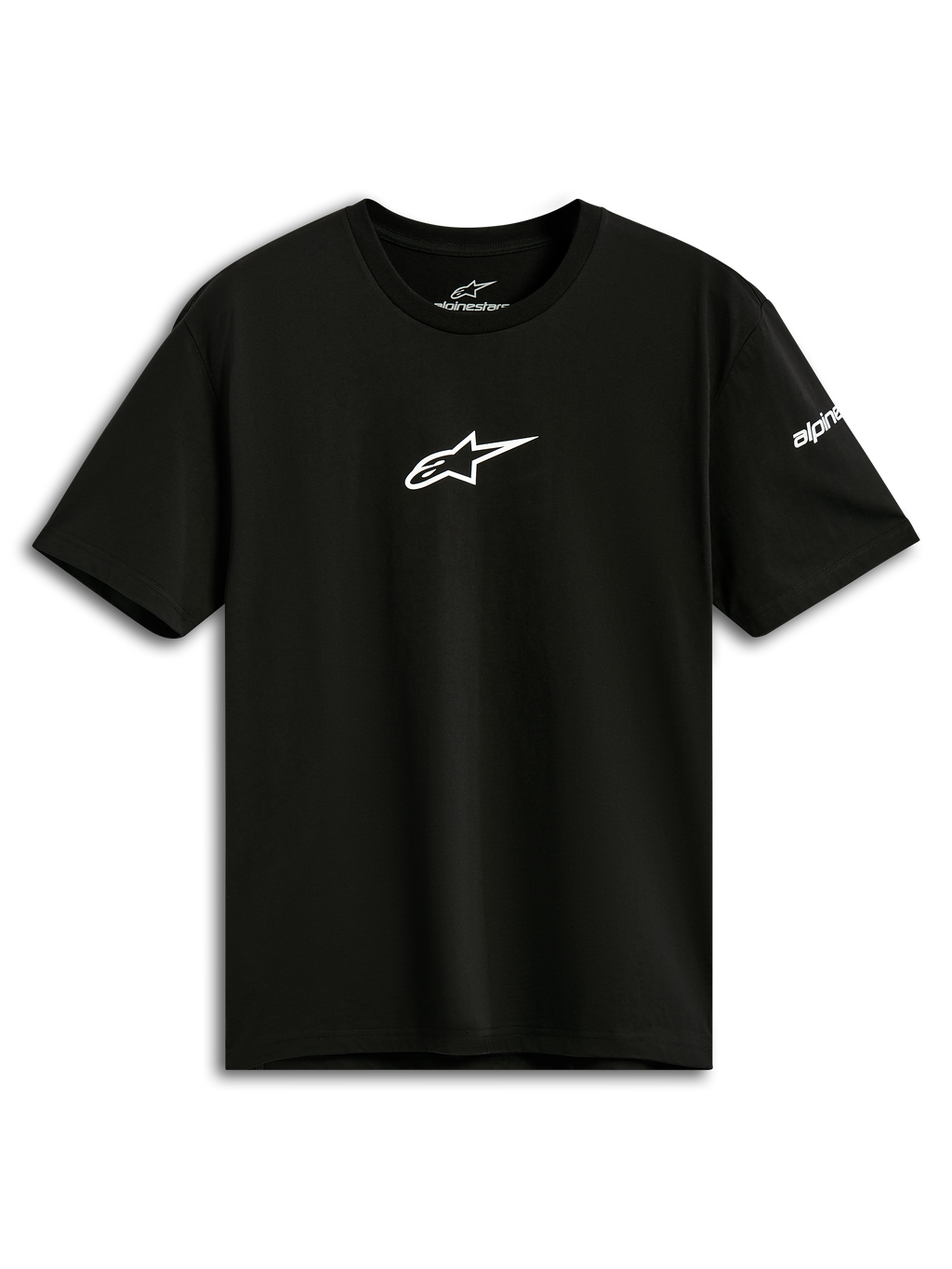 Alpinestars Frontal CSF Tee, kortärmad t-shirt, svart, vit Astars-logotyp på bröstet, funktionella sportkläder