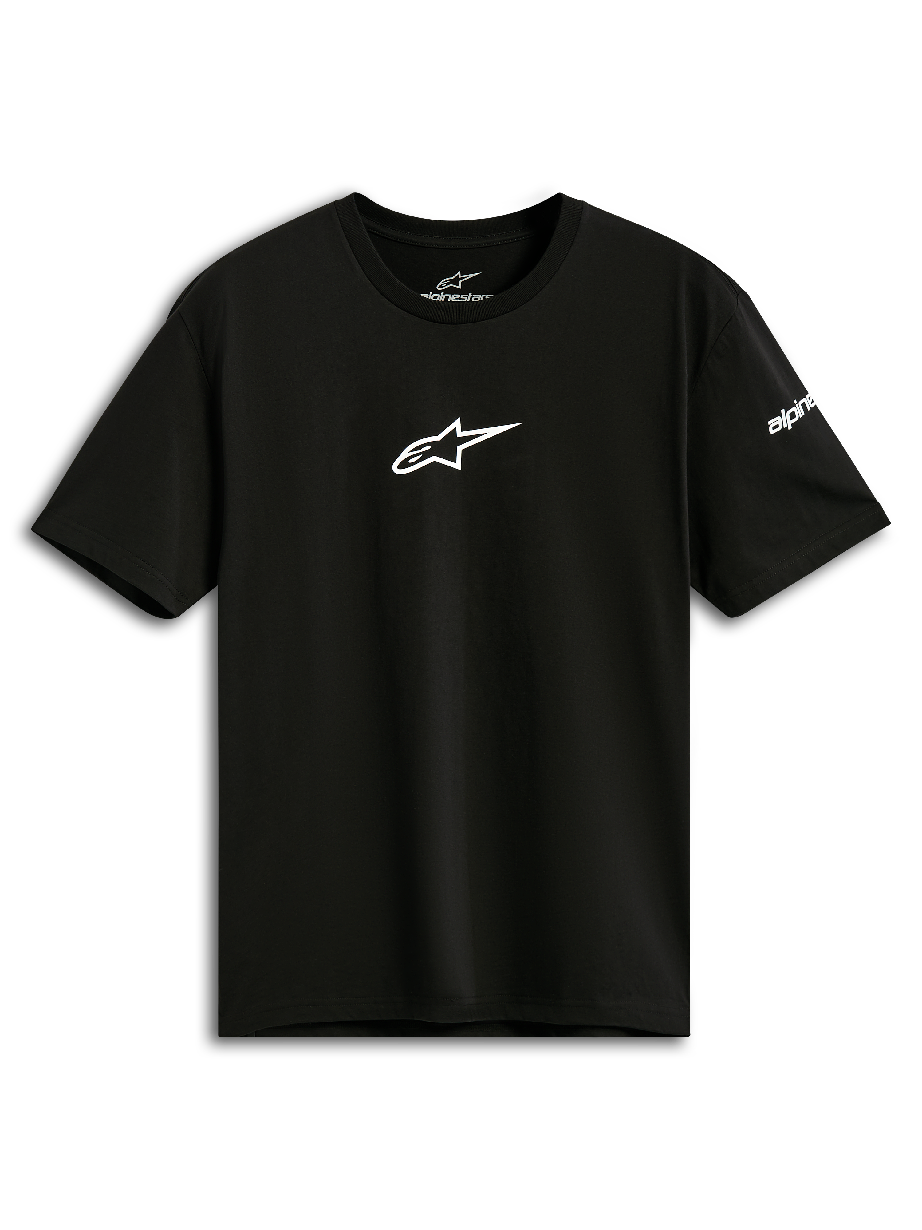 Alpinestars Frontal CSF Tee, kortärmad t-shirt, svart, vit Astars-logotyp på bröstet, funktionella sportkläder