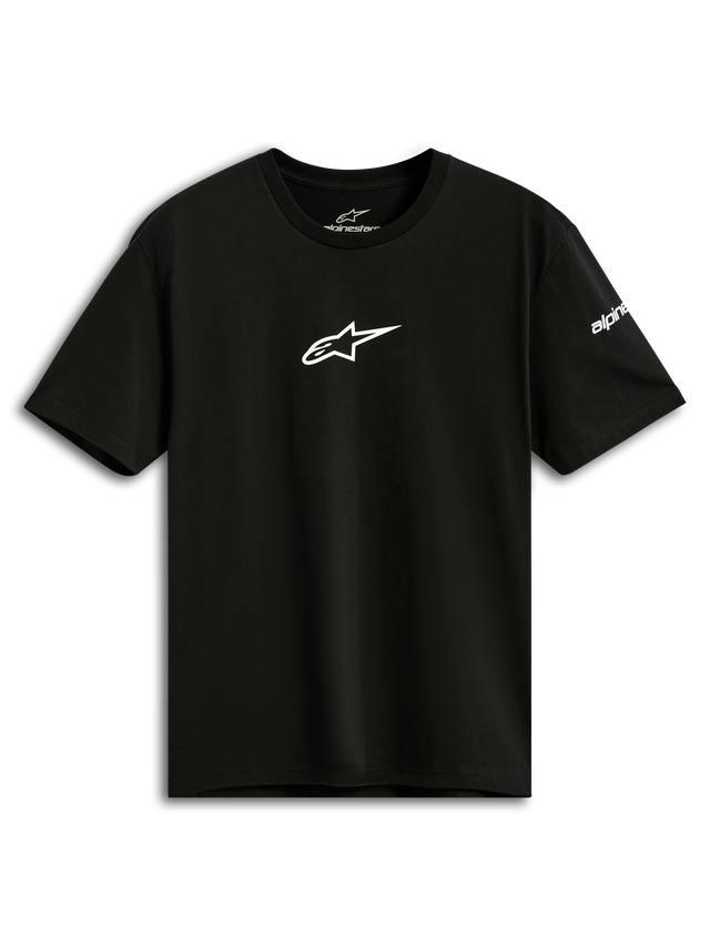 Alpinestars Frontal CSF Tee, Short Sleeve T-Shirt, Black, White Astars Logo on Chest, Casual Performance Sportswear