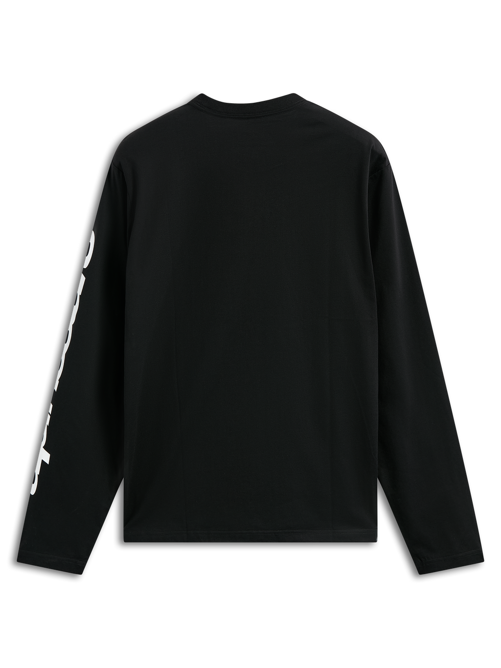 Alpinestars Trackside CSF Tee, långärmad t-shirt, svart, med vit vertikal textgrafik på ärmen, vy bakifrån, casual motorsport-streetwear