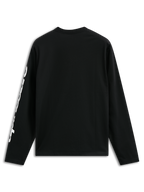 Alpinestars Trackside CSF Tee, långärmad t-shirt, svart, med vit vertikal textgrafik på ärmen, vy bakifrån, casual motorsport-streetwear
