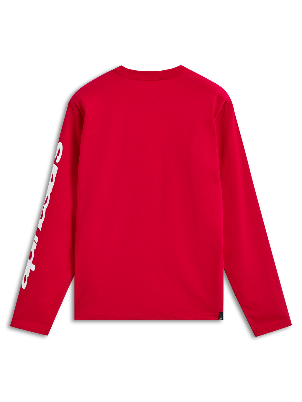 Alpinestars Trackside CSF Tee, långärmad t-shirt, röd, baksida som visar vit branding på ärmen, casual motorsport-inspirerad streetwear