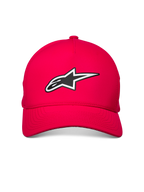 Alpinestars Ageless Reflex Waterproof Hat, Red, featuring a front reflective Astars logo, curved bill and structured crown, waterproof tech fabric for casual motorsport style