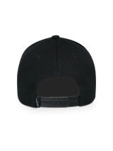 Alpinestars Ageless Snapback Hat, back view, black, featuring an adjustable snapback closure and a small woven label with a white star logo, casual motorsport-inspired headwear
