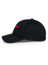 Alpinestars Ageless Snapback Hat, Side Profile View, Black with Red Embroidered Logo, Curved Bill, Structured Crown, Cotton Twill Fabric, Casual Motorsport Headwear