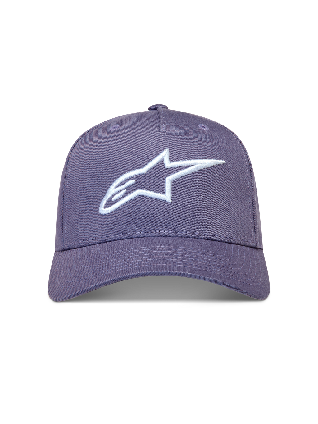 Alpinestars Ageless Snapback keps, lila med vit 3D-broderad Astars-logotyp, strukturerad krona och böjd skärm i twill-tyg