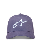 Alpinestars Ageless Snapback keps, lila med vit 3D-broderad Astars-logotyp, strukturerad krona och böjd skärm i twill-tyg