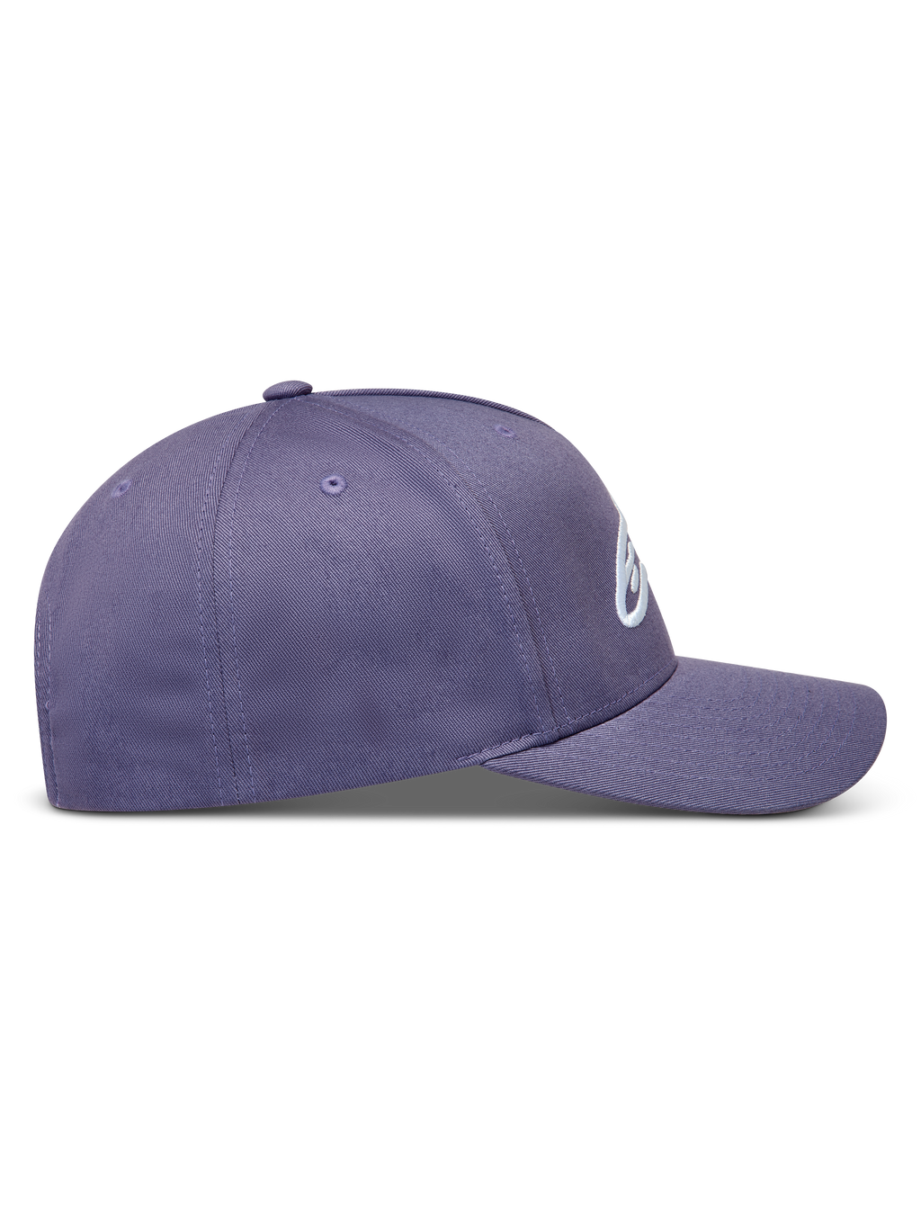 Alpinestars Ageless Snapback keps, lila med böjd skärm, strukturerad krona i twill och broderad logotyp, sidoprofil