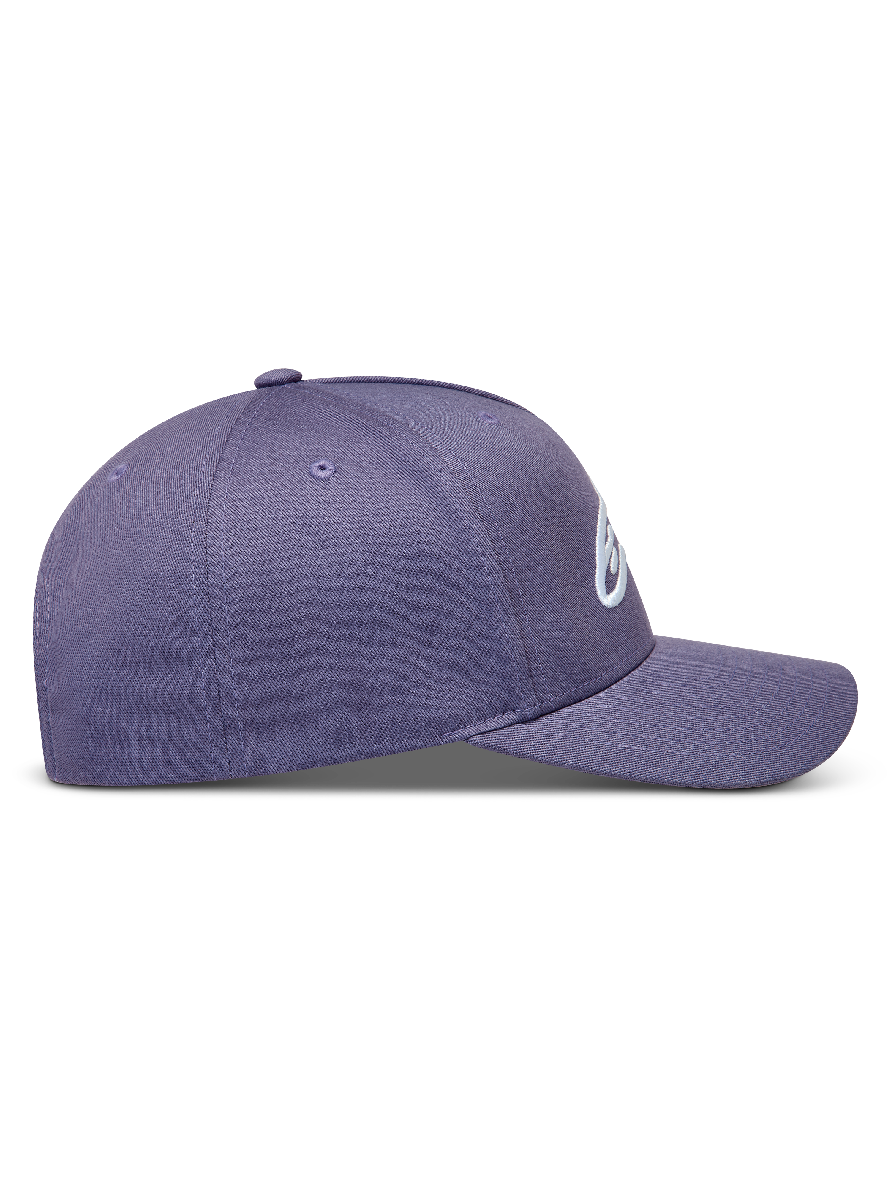 Alpinestars Ageless Snapback keps, lila med böjd skärm, strukturerad krona i twill och broderad logotyp, sidoprofil